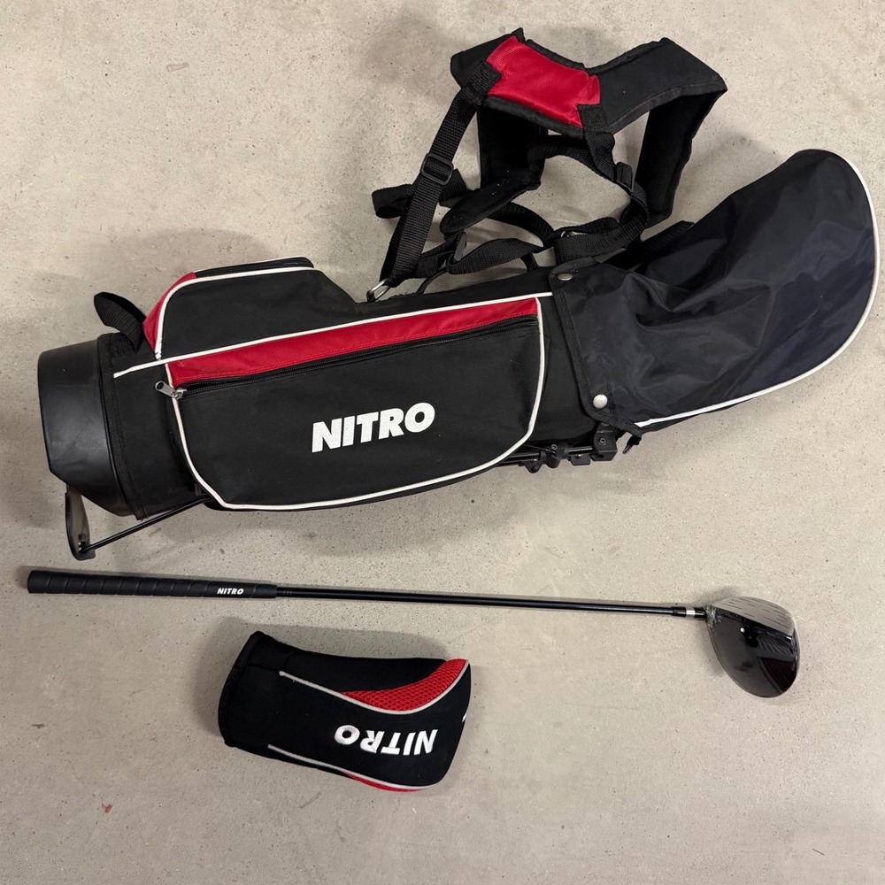 Nitro Blaster Junior Golf Bag and 16 Degree Driver Set Black Red with Headcover - Picture 2 of 16